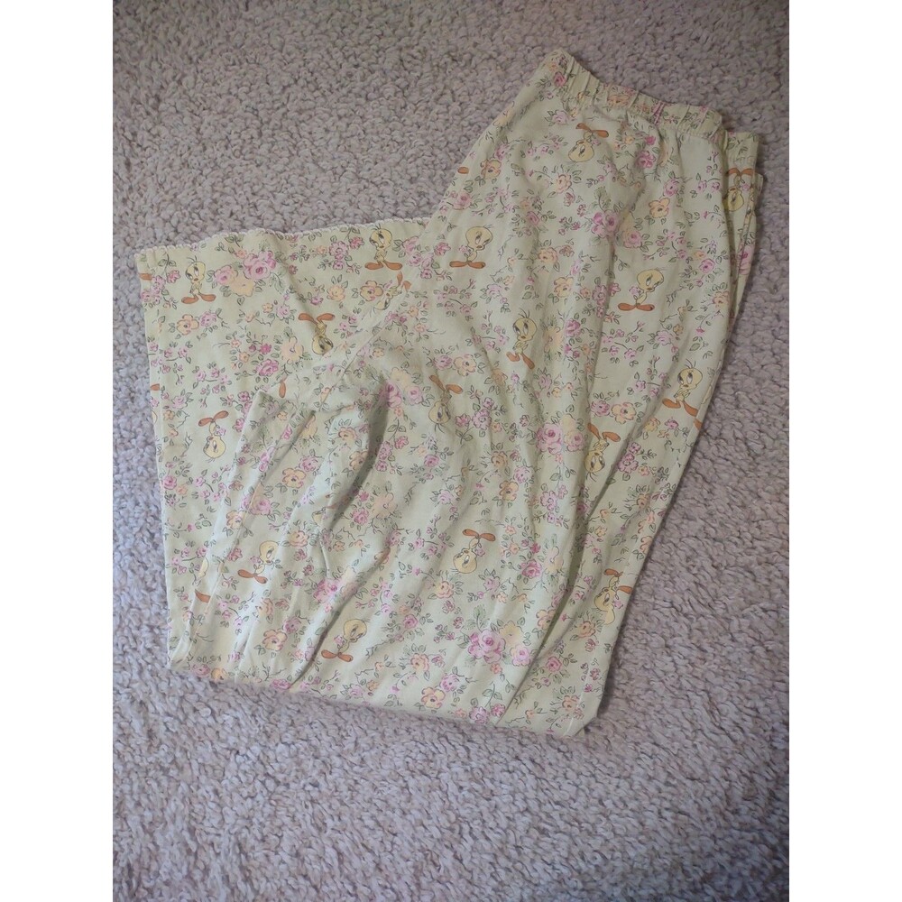 Warner Bros. Tweety Bird Floral Pajama Pants in Pale Yellow and Pink Accents